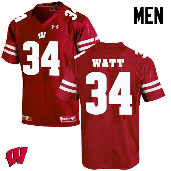 Wisconsin Badgers Men's #34 Derek Watt NCAA Under Armour Authentic Red College Stitched Football Jersey MM40W32PZ